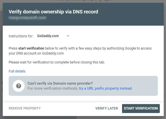 How to setup google search console? godaddy verification