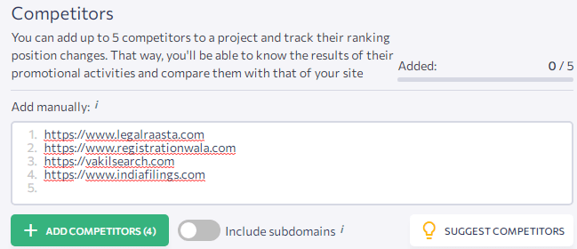 SE Ranking Review: 100% Accurate Keyword Rank Tracker adding competitors in se ranking