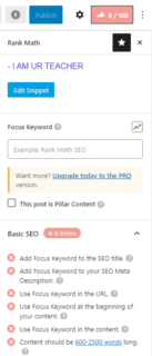 How to Score 100 in Rank Math SEO Plugin Rank Math SEO Plugin Interface